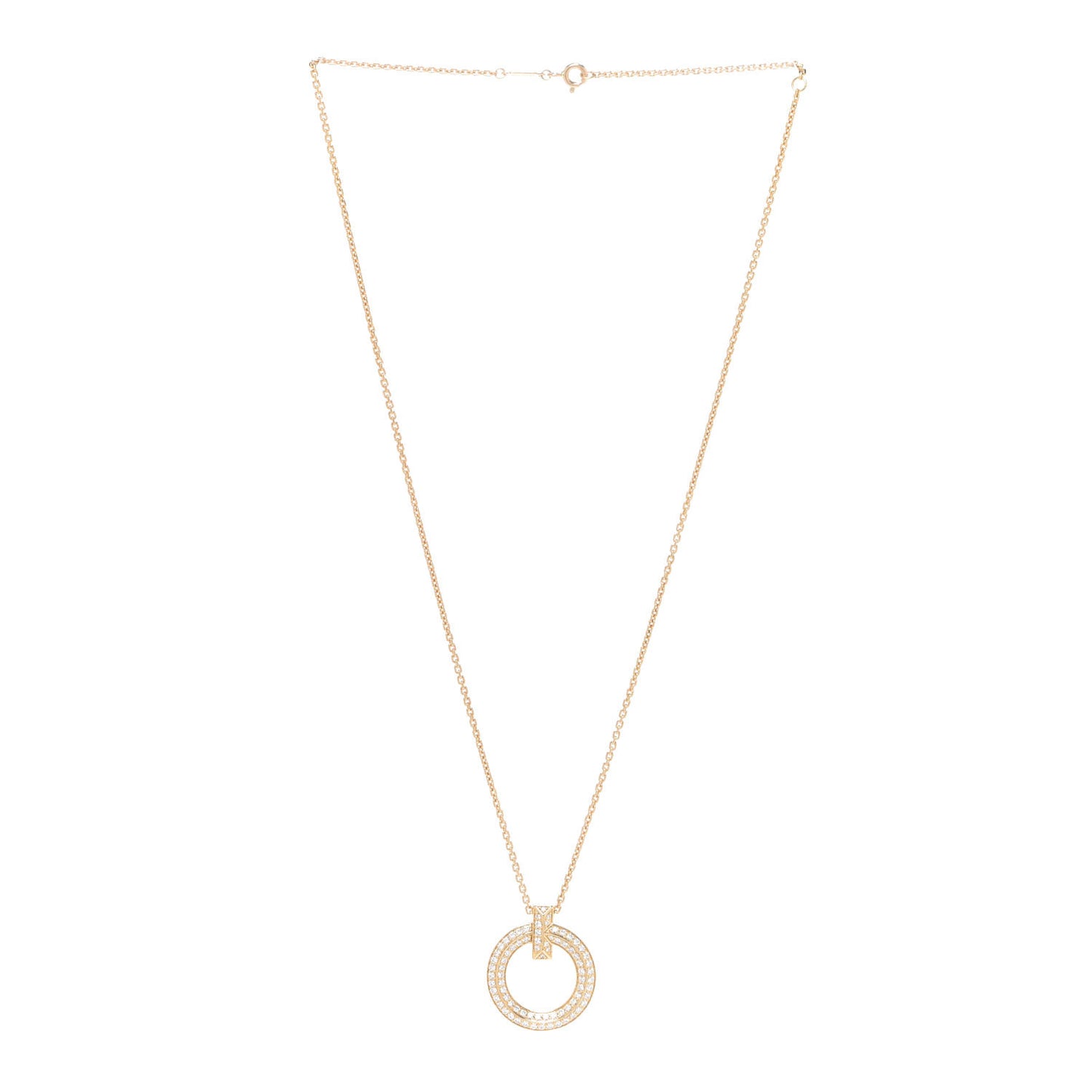 18K Yellow Gold Diamond T T1 Circle Pendant Necklace