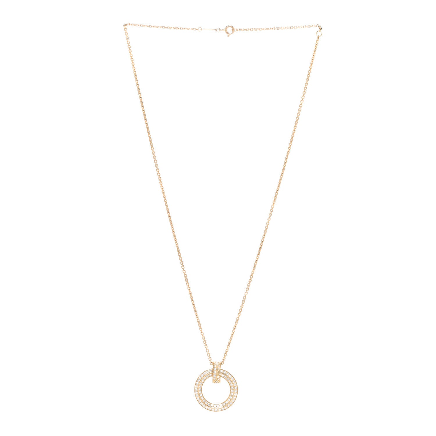 Tiffany 18K Yellow Gold Diamond T T1 Circle Pendant Necklace 3 of 5