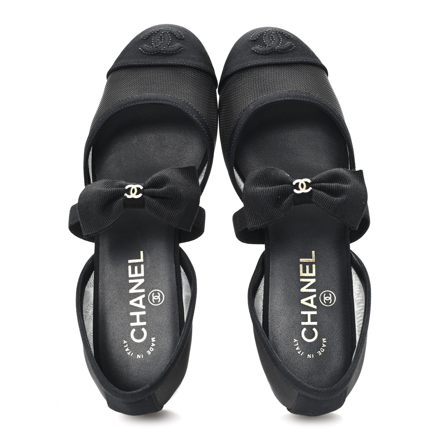Chanel Mesh Grosgrain Mary Janes Flats 37 Black 1876615 – FASHIONPHILE