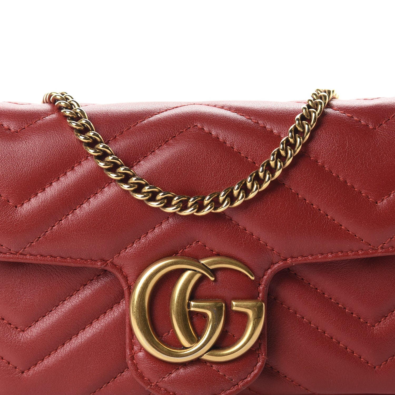 Gucci Calfskin Matelasse Super Mini GG Marmont Shoulder Bag Hibiscus Red 11 of 11