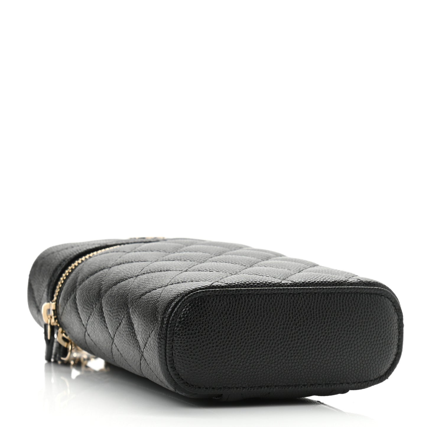 Caviar Quilted Phone Holder With Chain Black