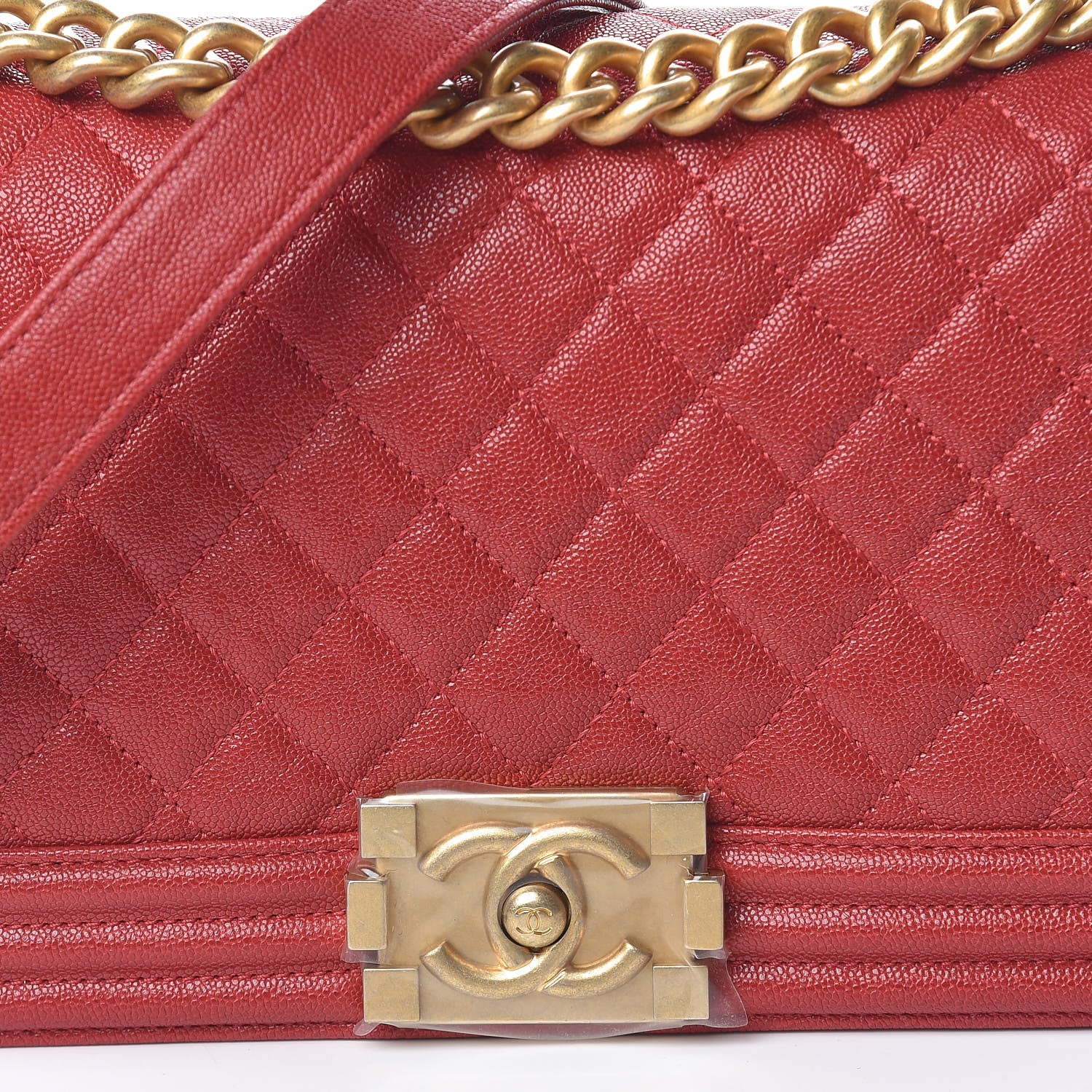 Chanel Caviar Quilted Medium Boy Flap Red 12 of 13