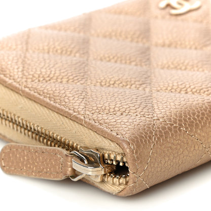 Chanel Pearly Caviar Quilted Large Gusset Zip Around Wallet Gold 10 of 14