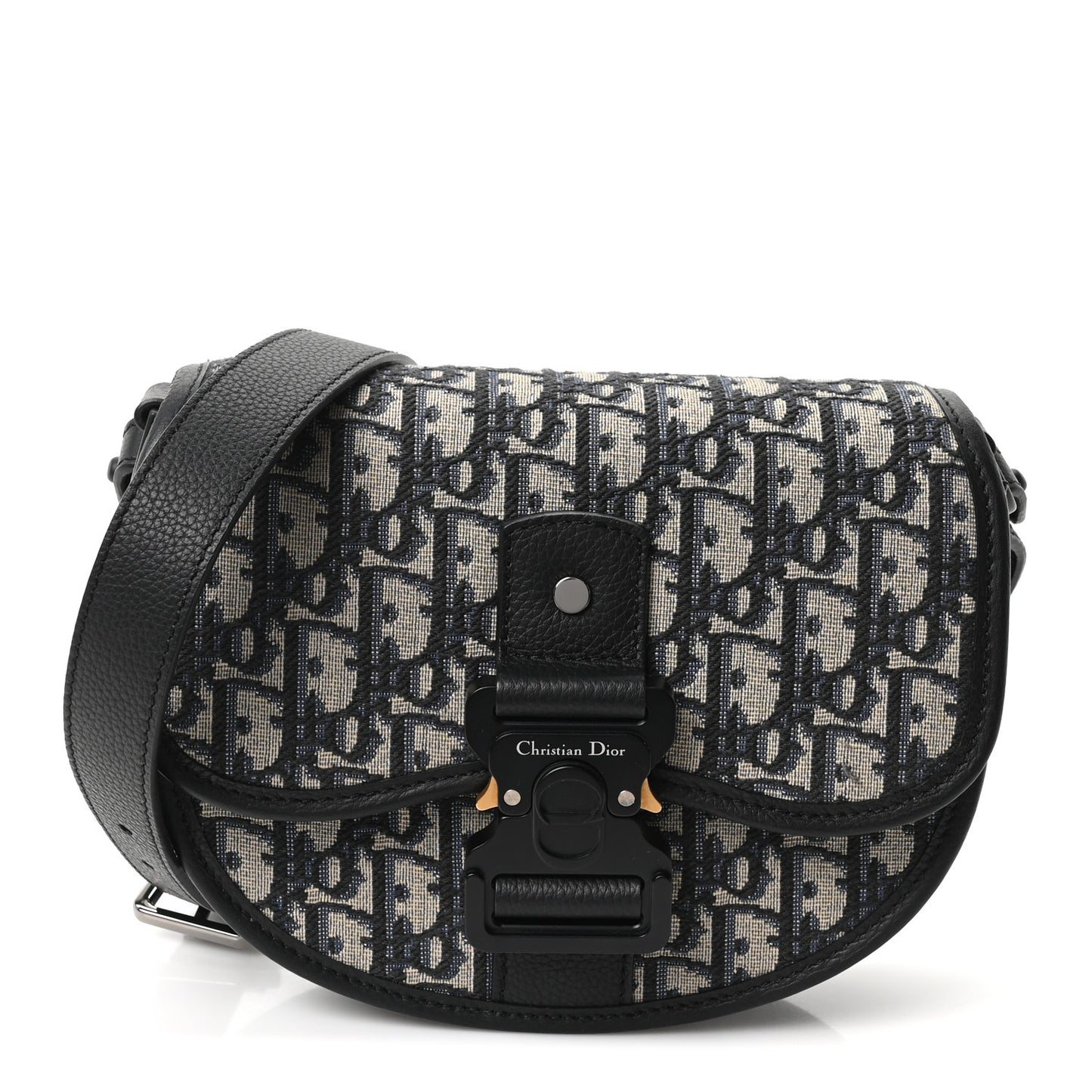 Oblique Grained Calfskin Mini Gallop Bag With Strap Black Beige