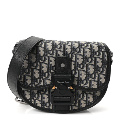 Christian Dior Oblique Grained Calfskin Mini Gallop Bag With Strap Black Beige 1 of 10