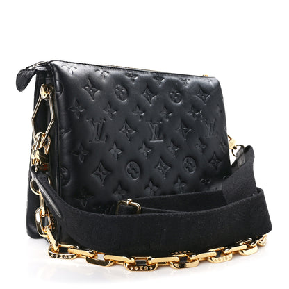 Louis Vuitton Lambskin Embossed Monogram Coussin PM Black 3 of 15