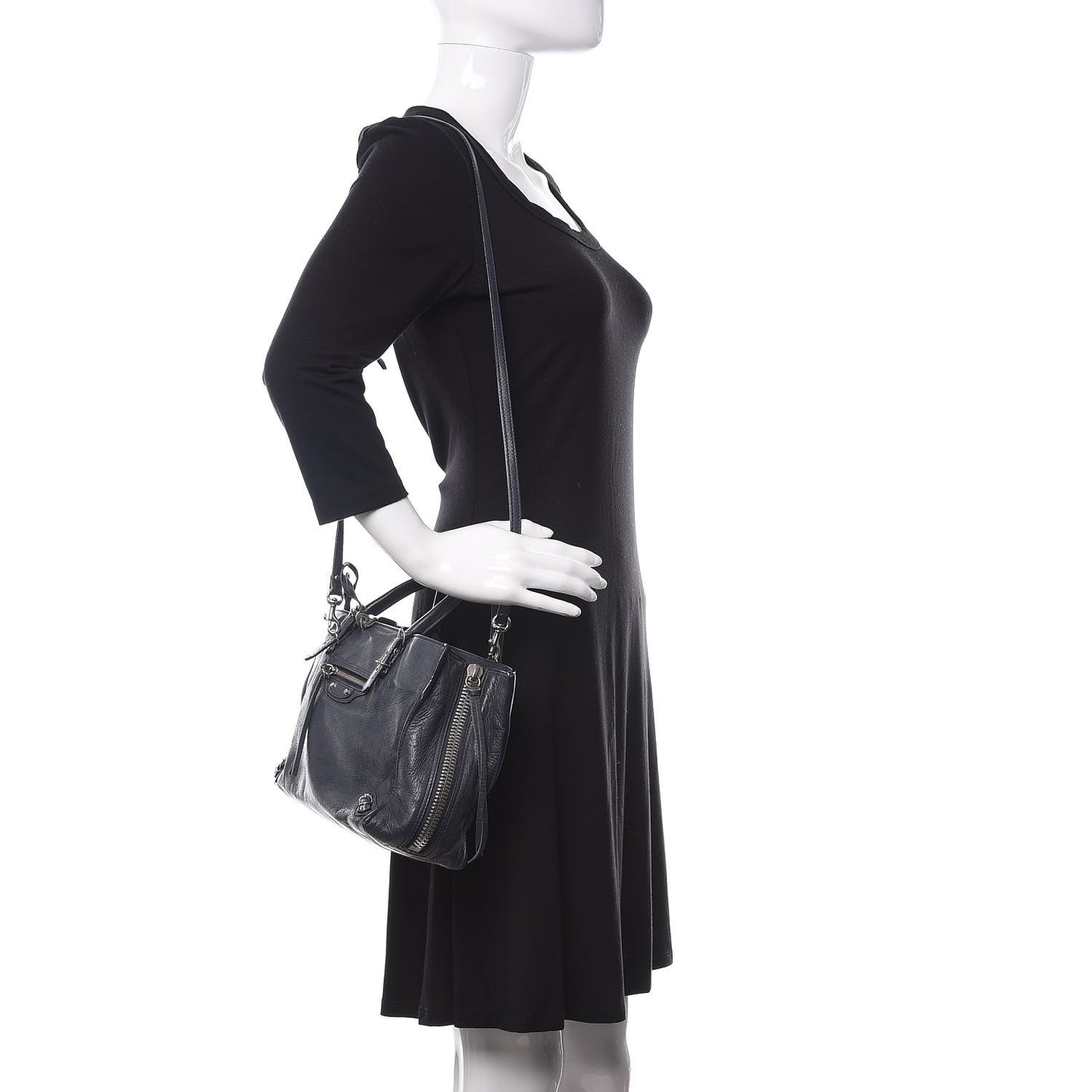 Veau Papier A6 Zip Around Tote Bleu Nuit