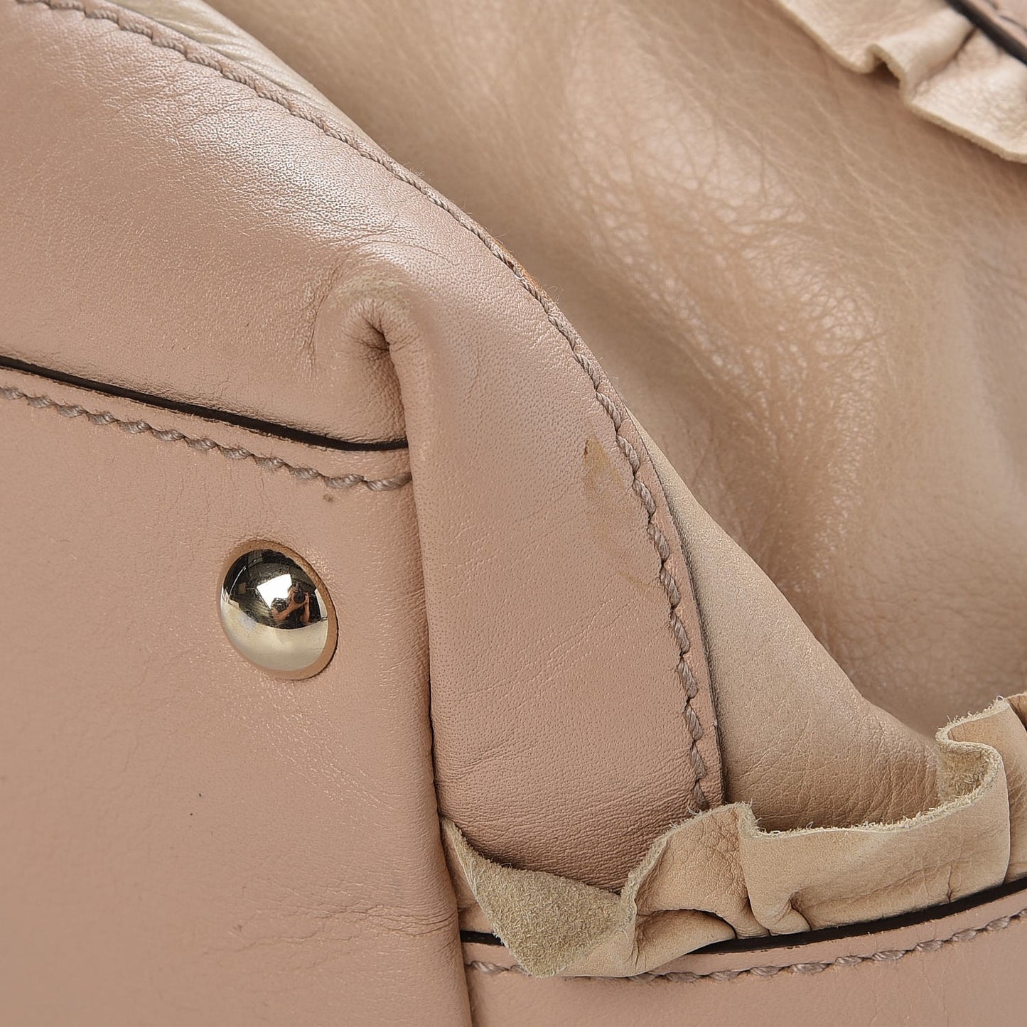 Calfskin Ruffle Medium Sabrina Boston Tote Nude