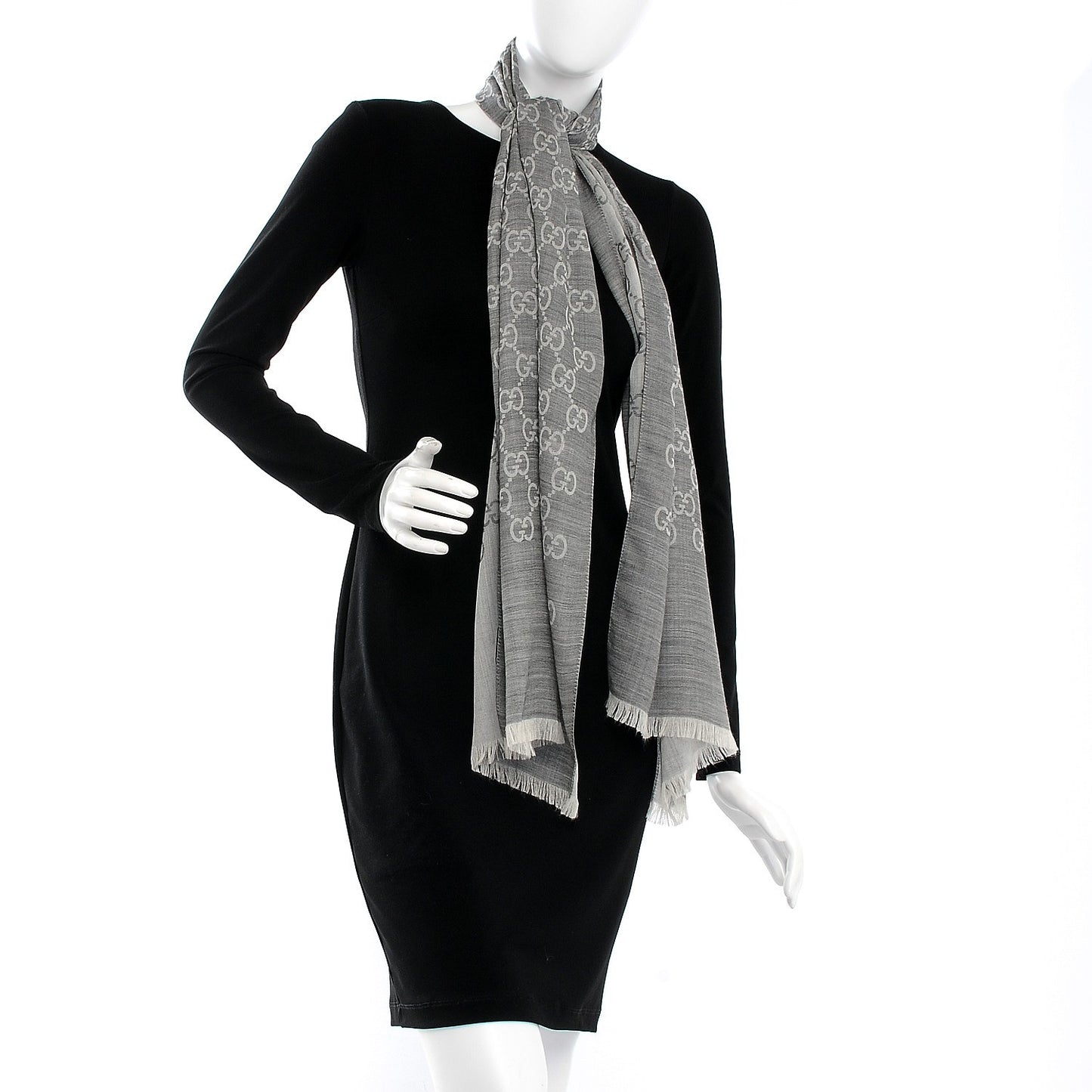 Wool Silk GG Monogram GGNat Scarf Lead