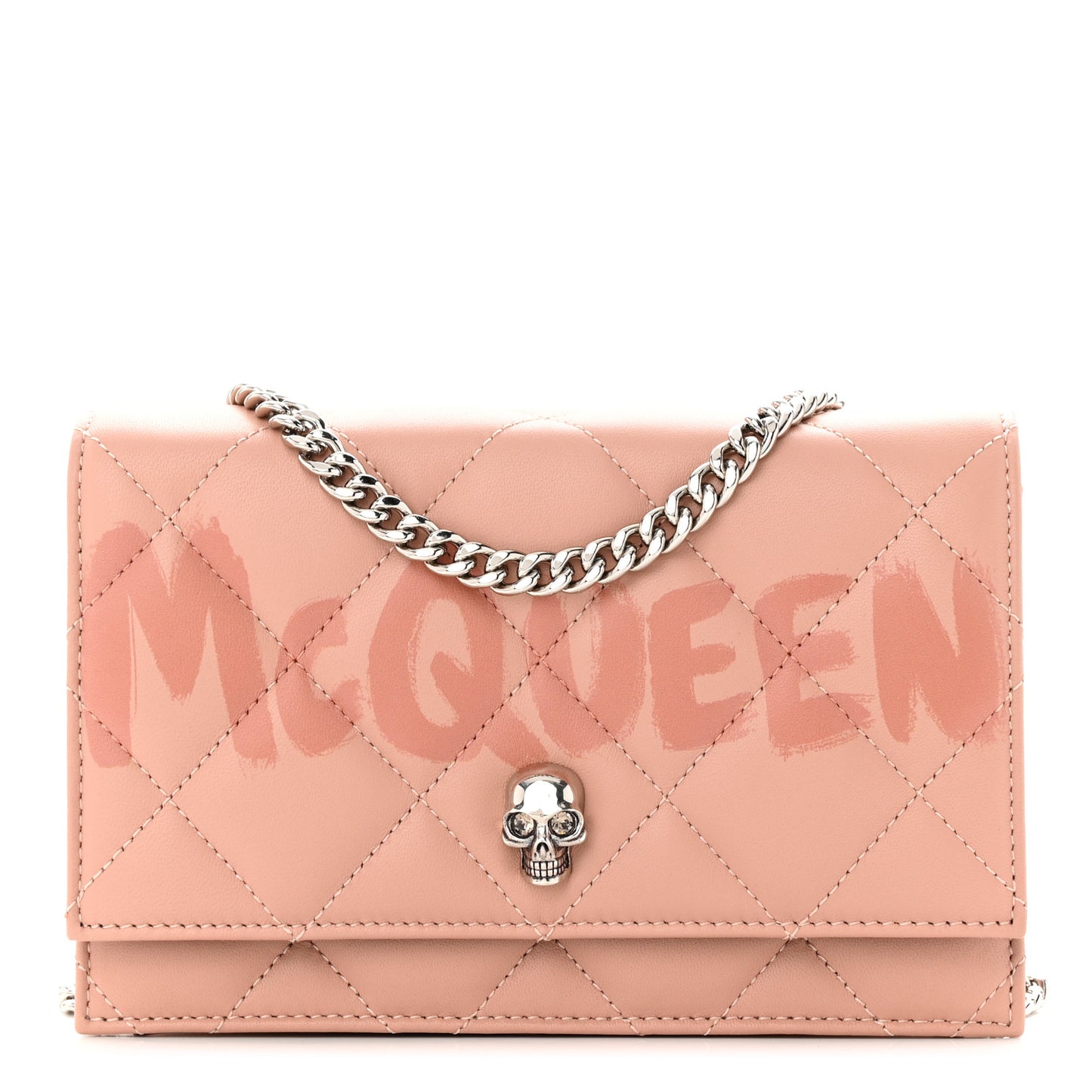 Calfskin Quilted Graffiti Skull Small Chain Crossbody Bag Rose Gold