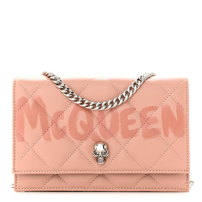 Alexander McQueen Calfskin Quilted Graffiti Skull Small Chain Crossbody Bag Rose Gold 1 of 10