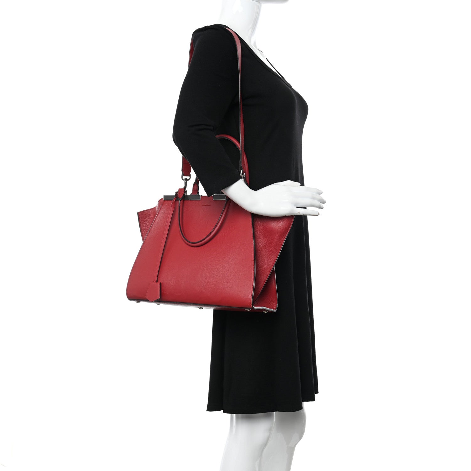 Fendi Vitello Dolce Shiny Nappa Petite 3Jours Tote Mattone Maldives 2 of 19