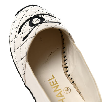 Chanel Lambskin Stitched CC Espadrilles 35 White Black 11 of 13