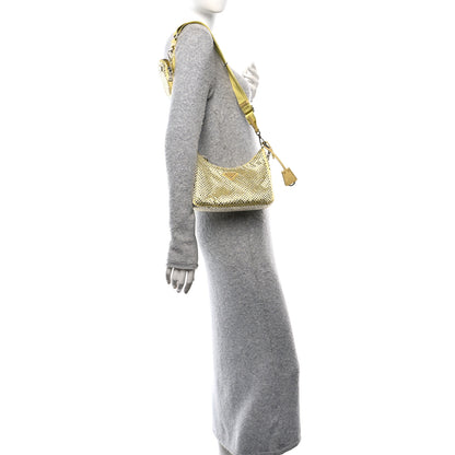 Prada Satin Crystal Re-Edition 2005 Shoulder Bag Ananas 2 of 11