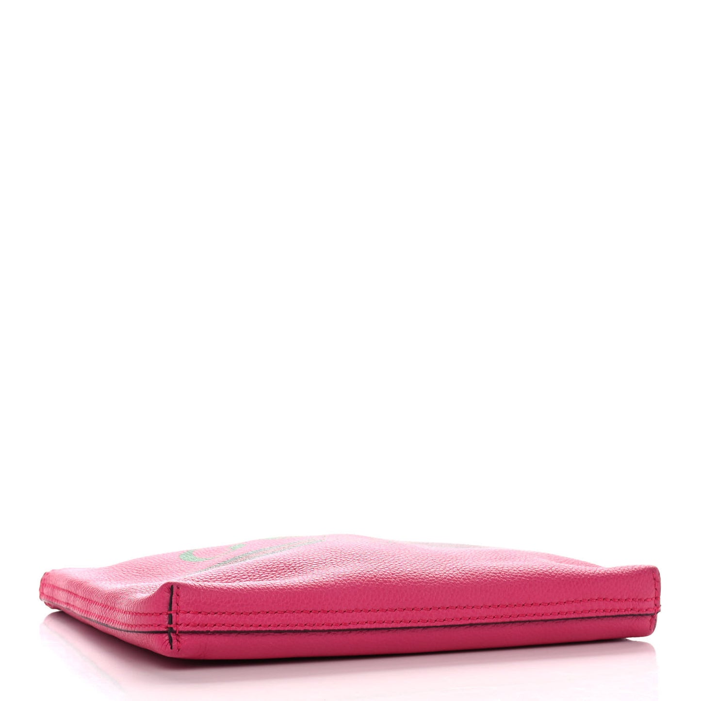 Pebbled Calfskin Medium Logo Portfolio Clutch Box Pink Green