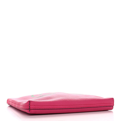 Gucci Pebbled Calfskin Medium Logo Portfolio Clutch Box Pink Green 5 of 12