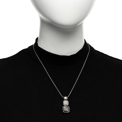 David Yurman Sterling Silver Diamond Chiclet Triple Drop Necklace 2 of 4