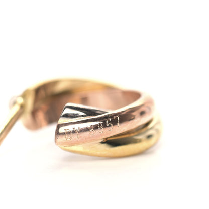 Cartier 18K Pink Yellow White Gold 13mm Trinity Hoop Earrings 5 of 5