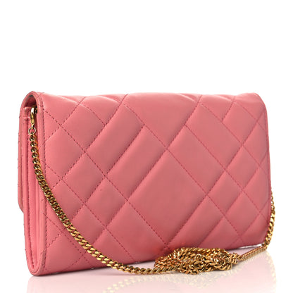 Versace Calfskin Icon Quilted Wallet On Chain Crossbody Pink 3 of 11