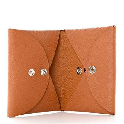 Hermes Epsom Calvi Duo Card Case Gold 5 of 8