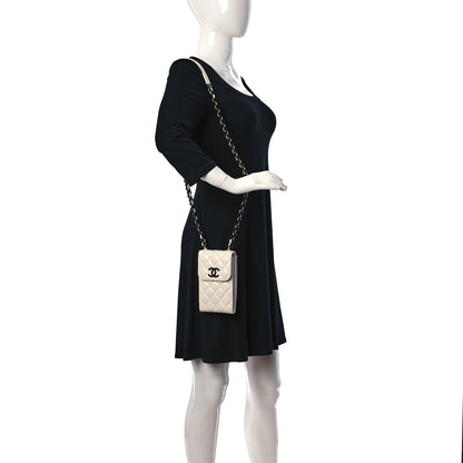 Chanel Caviar Quilted My Everything Clutch With Chain White Black 2 of 11