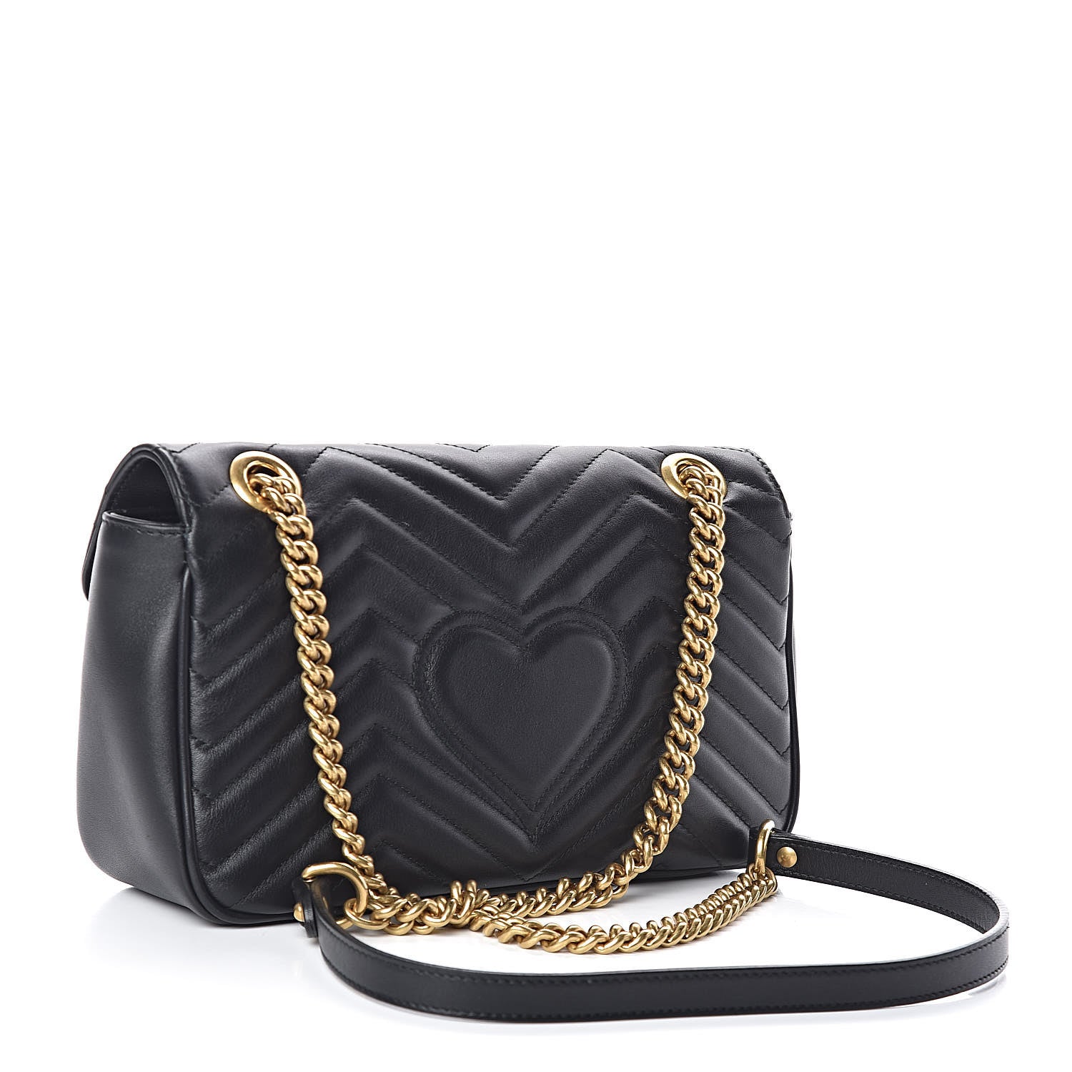 Gucci Calfskin Matelasse Small GG Marmont Shoulder Bag Black 3 of 10