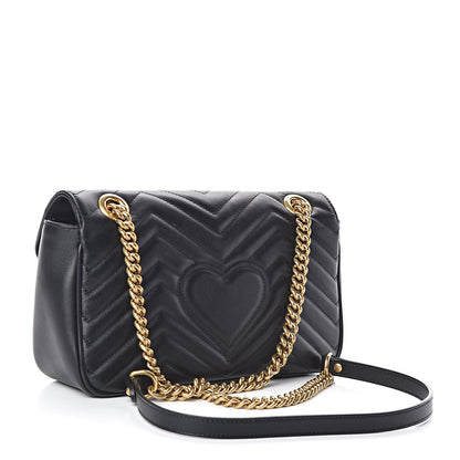 Gucci Calfskin Matelasse Small GG Marmont Shoulder Bag Black 3 of 10