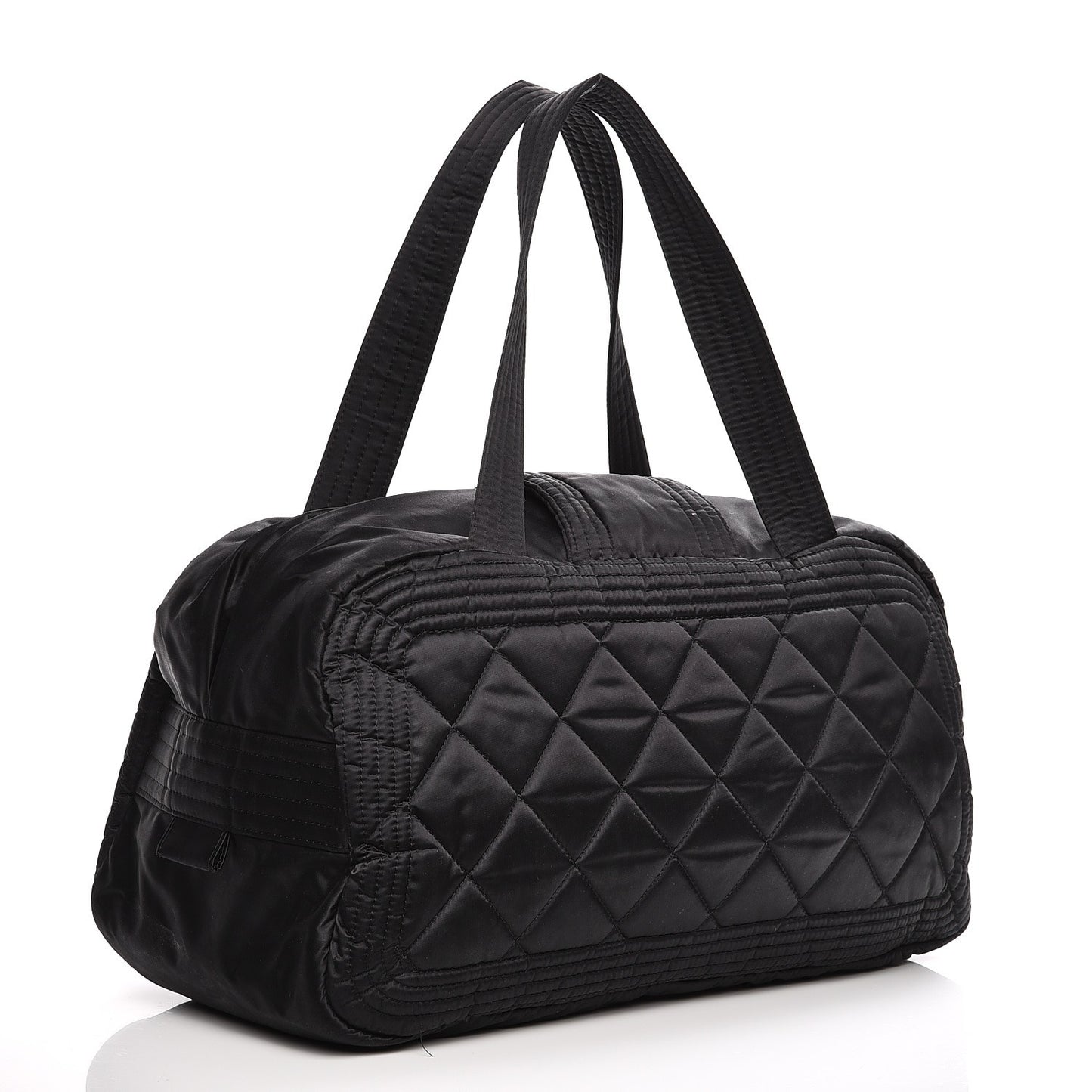 Nylon Quilted Ski Sport Shoulder Bag Black