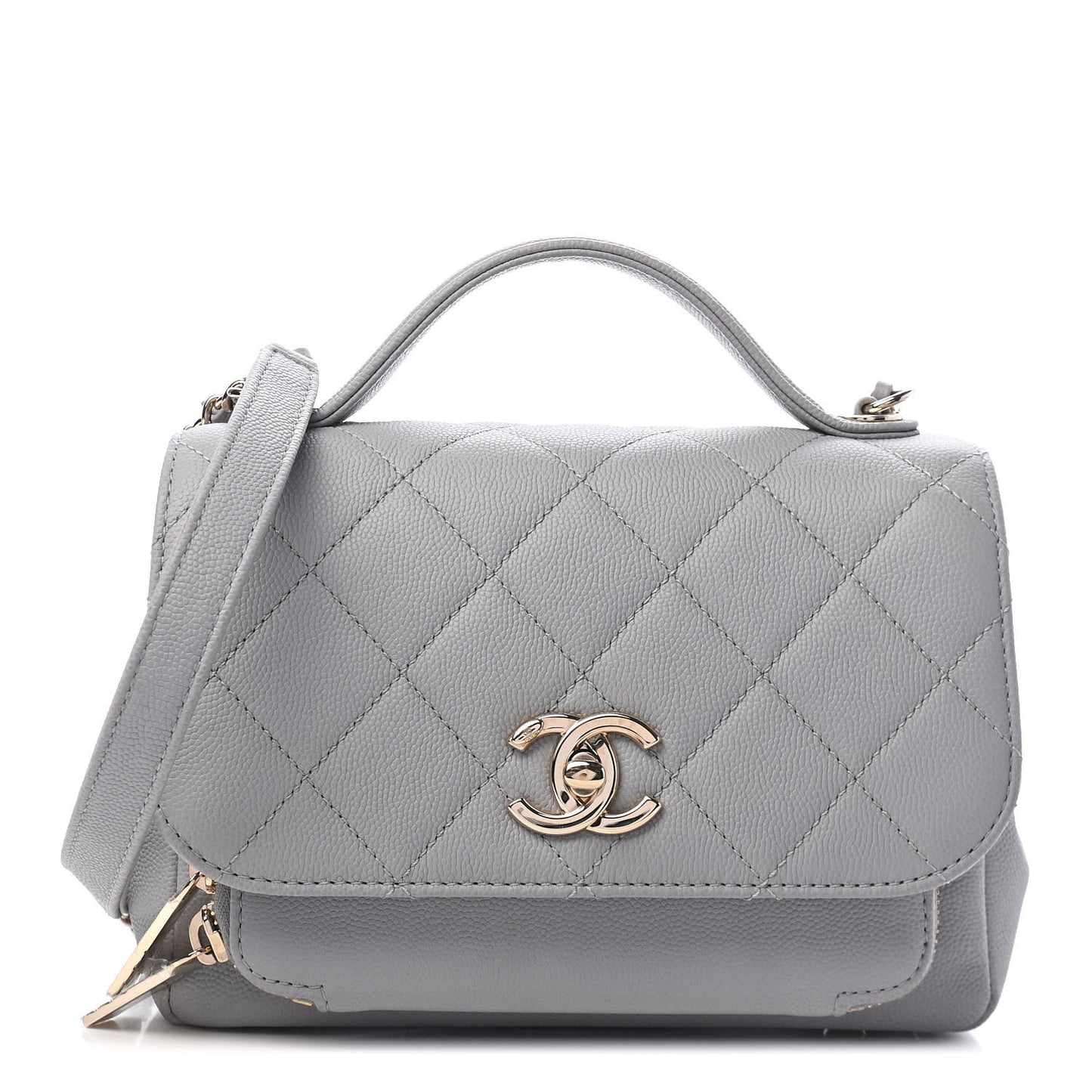Caviar Quilted Small Business Affinity Flap Grey