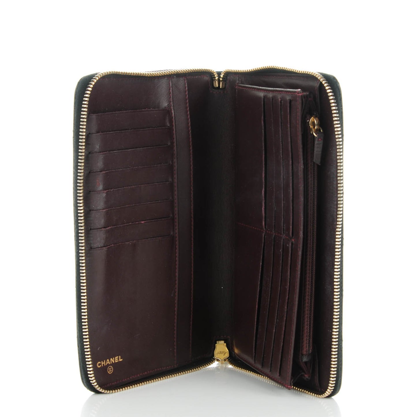 Caviar Quilted Large Zip Around Organizer Wallet Black