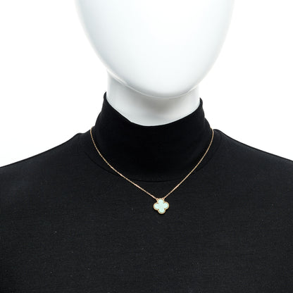 Van Cleef & Arpels 18K Yellow Gold Malachite Vintage Alhambra Pendant Necklace 2 of 5