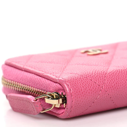 Chanel Caviar Quilted Zip Coin Purse Pink 9 of 13