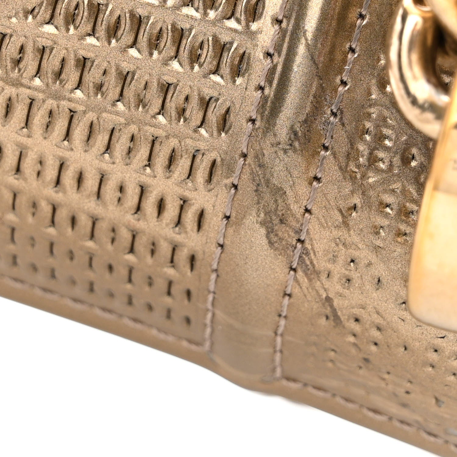 Christian Dior Metallic Patent Micro-Cannage Medium Diorama Flap Bag Gold 16 of 16
