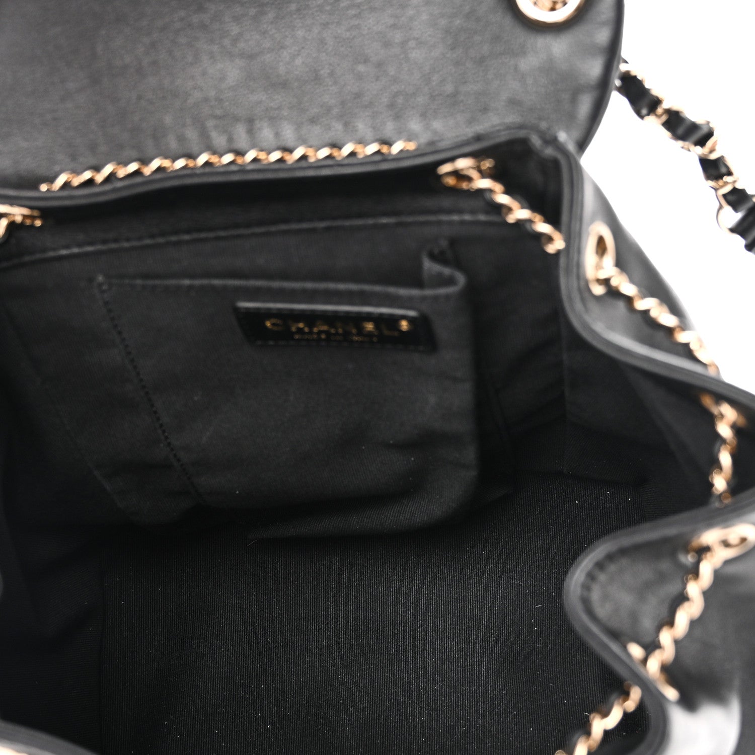 Chanel Lambskin Quilted Large Duma Drawstring Backpack Black 5 of 11