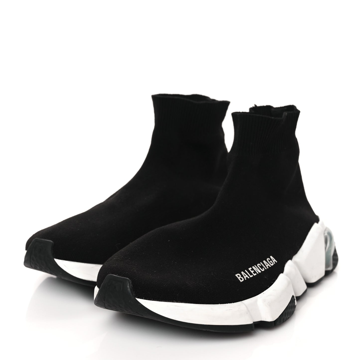 Neoprene Knit Womens Speed Clear Sole Sneakers 37 Black White