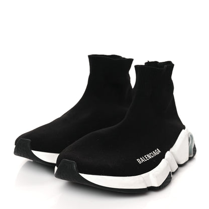 Balenciaga Neoprene Knit Womens Speed Clear Sole Sneakers 37 Black White 3 of 8