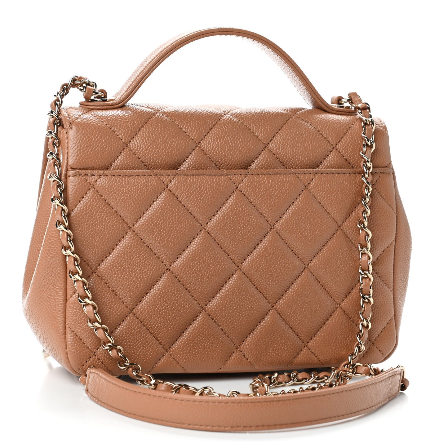 Caviar Quilted Small Business Affinity Flap Camel