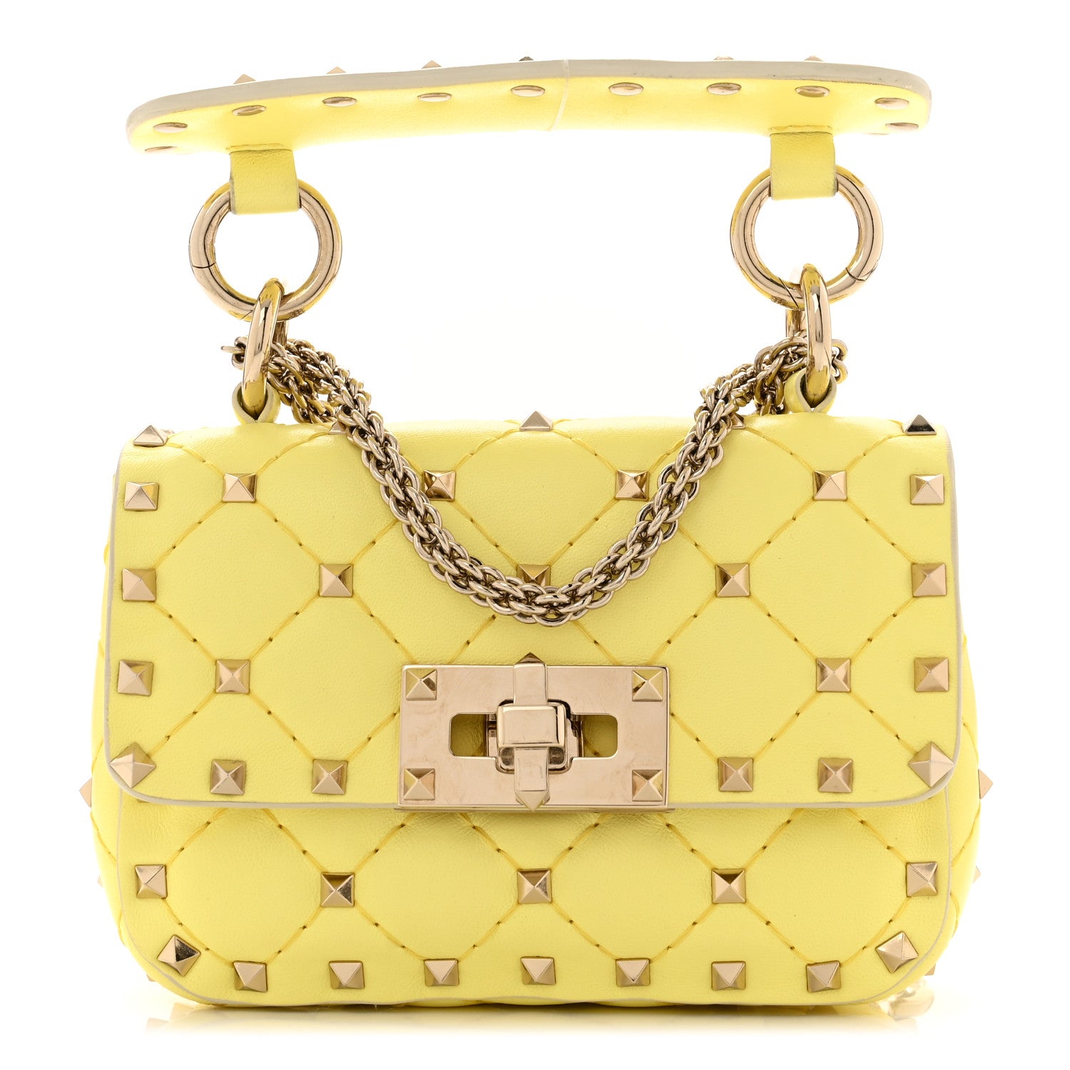 Valentino Garavani Calfskin Micro Rockstud Spike Shoulder Bag Yellow 1 of 10