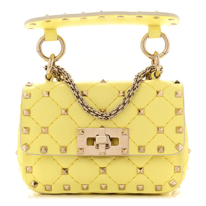Valentino Garavani Calfskin Micro Rockstud Spike Shoulder Bag Yellow 1 of 10