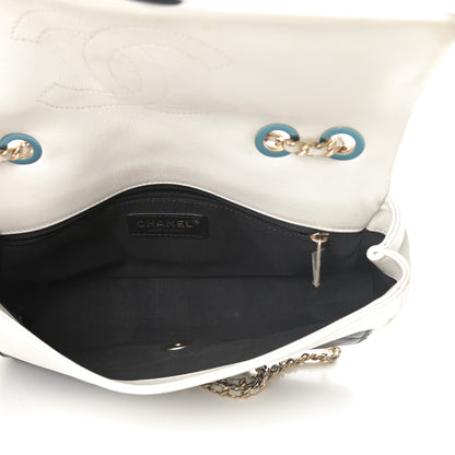 Chanel Calfskin Quilted Medium Graphic Flap Black White 5 of 13
