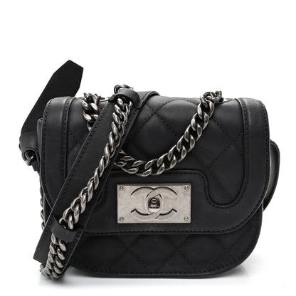 Chanel Calfskin Quilted Small Double Chained Messenger Flap Charcoal 1 of 11