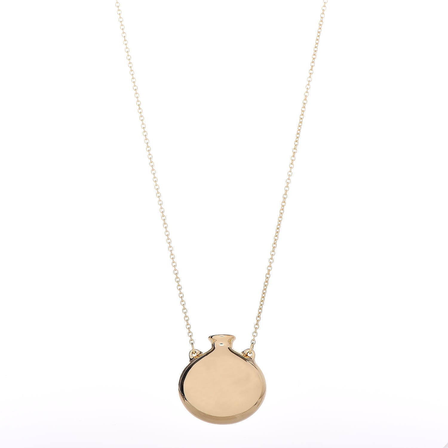 Tiffany 18K Yellow Gold Elsa Peretti Open Bottle Pendant Necklace 1 of 10