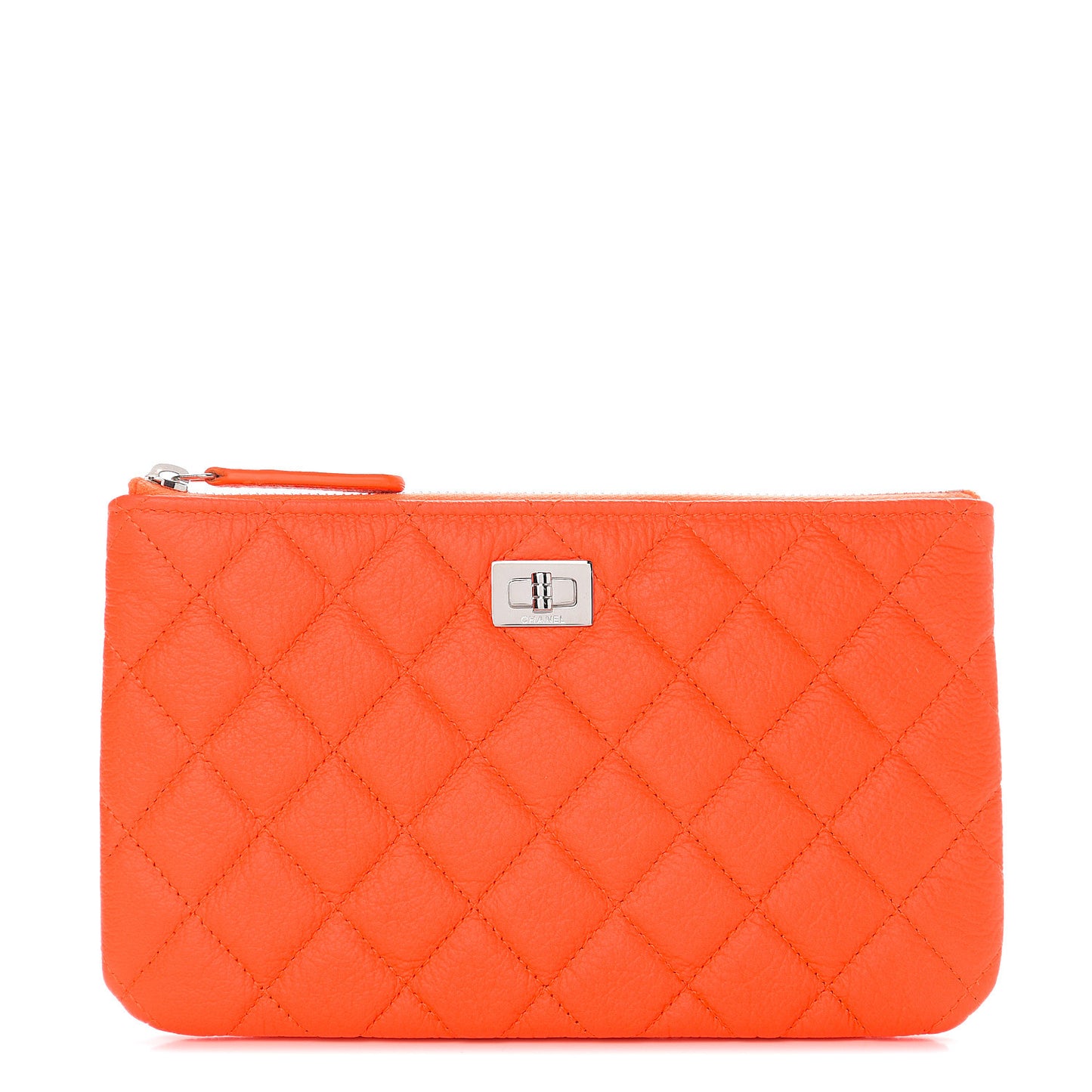 Goatskin Quilted Medium Reissue Cosmetic Case Orange