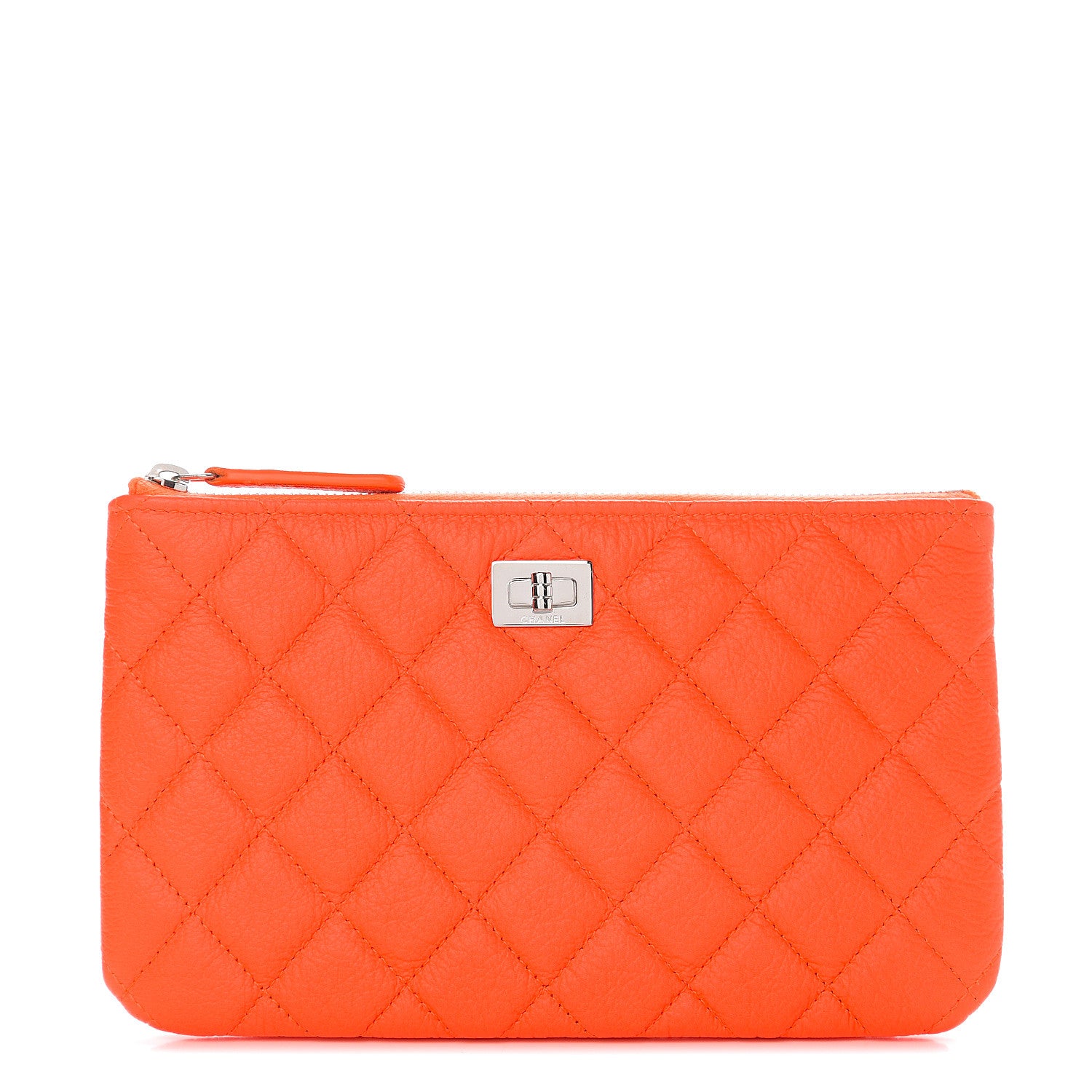 Chanel Goatskin Quilted Medium Reissue Cosmetic Case Orange 1 of 7