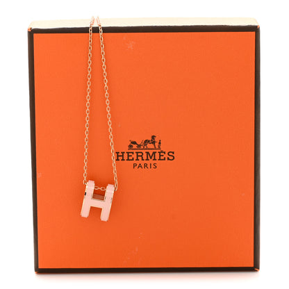 Hermes Lacquered Gold Pop H Pendant Necklace Rose Dragee 8 of 8