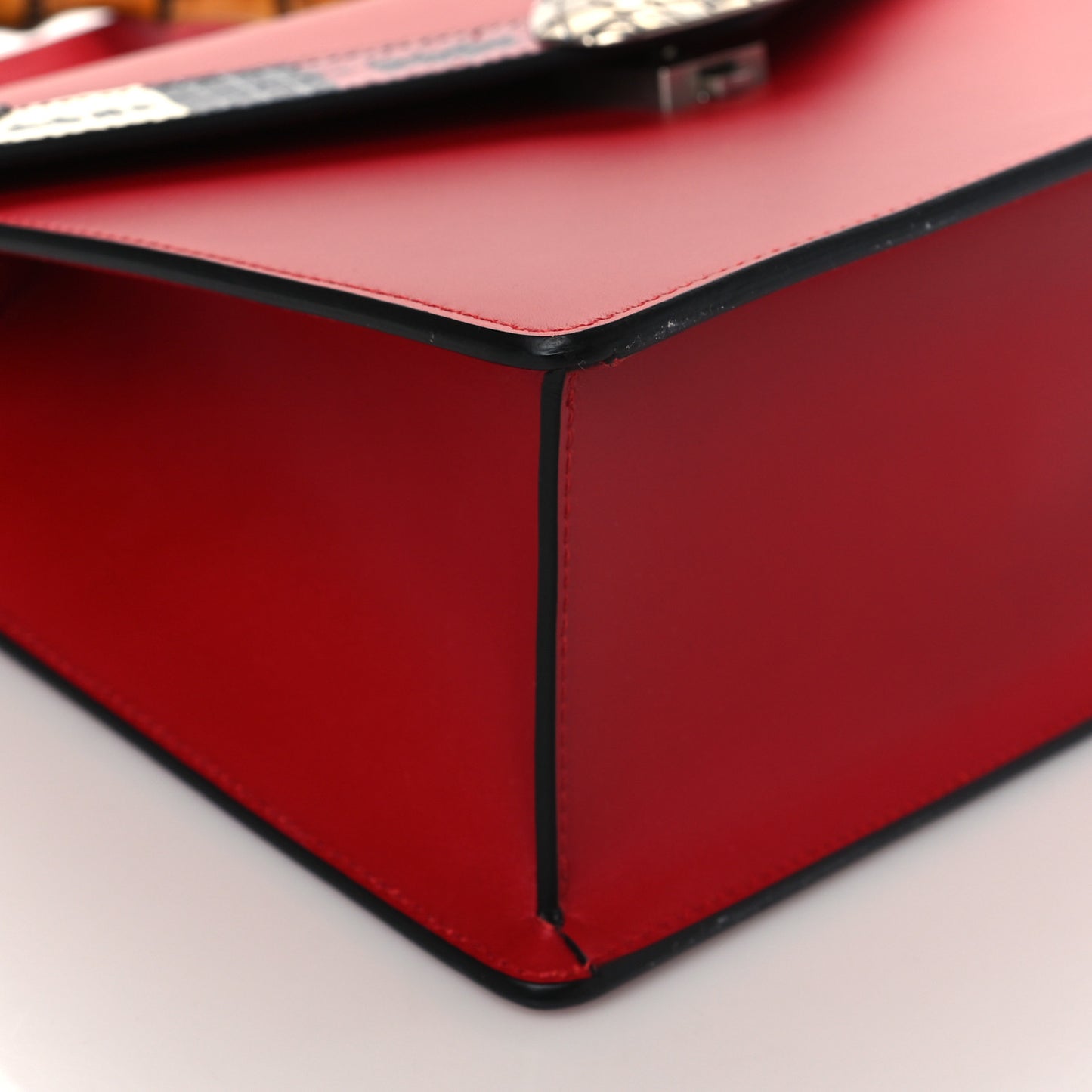 Calfskin Snakeskin Small Lilith Top Handle Bag Red