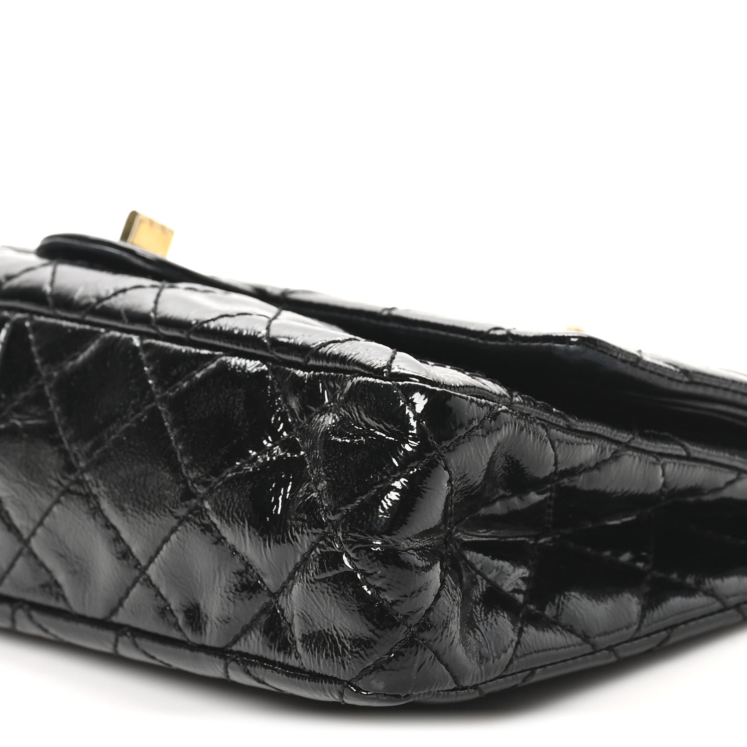 CHANEL① Chanel Distressed Patent Quilted 2.55 Reissue 226 Flap Black