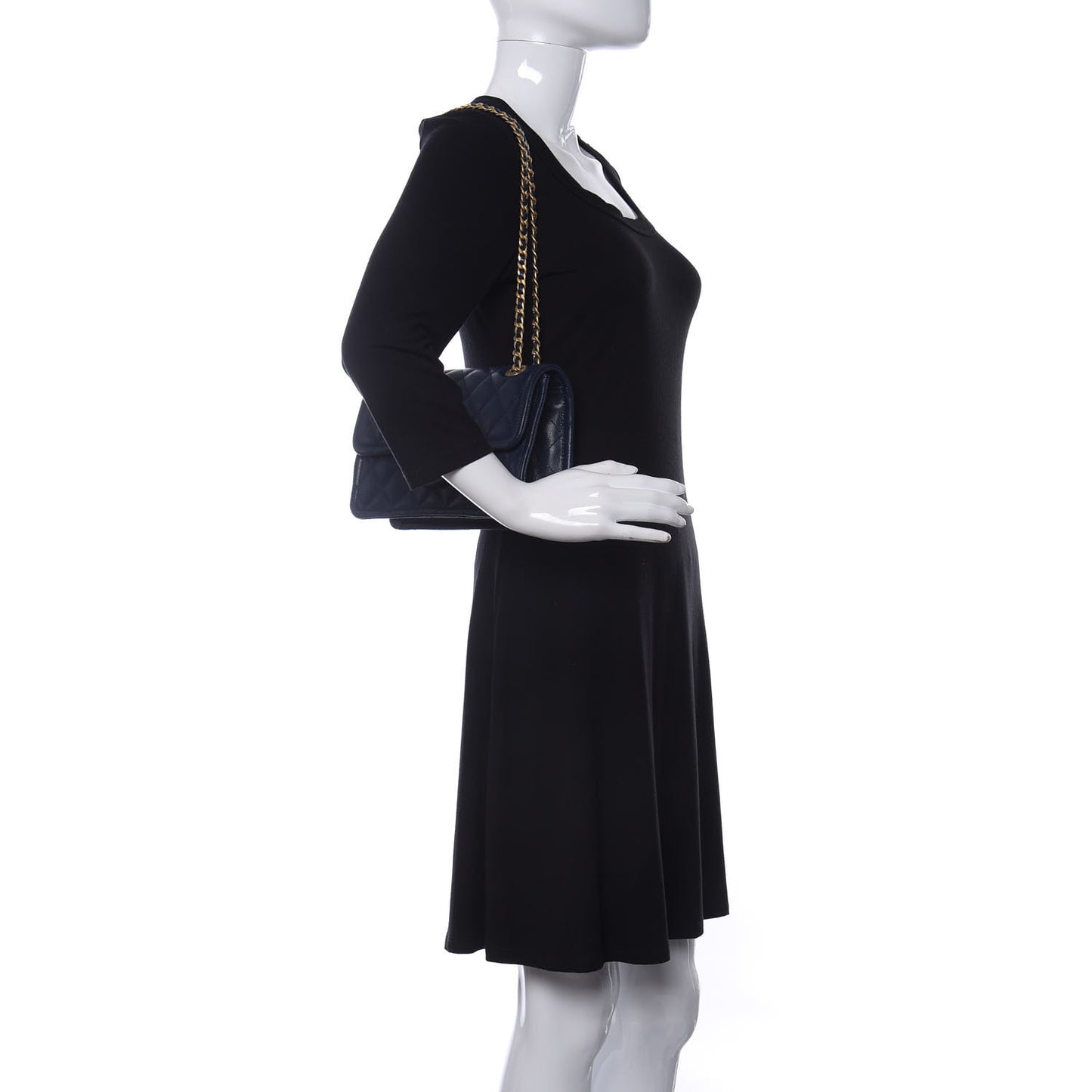 Caviar Quilted Medium Sweet Classic Flap Navy Blue