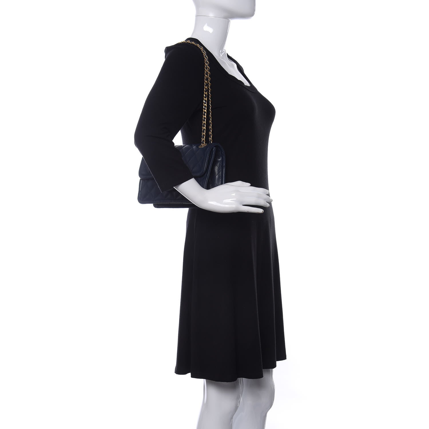 Chanel Caviar Quilted Medium Sweet Classic Flap Navy Blue 2 of 10
