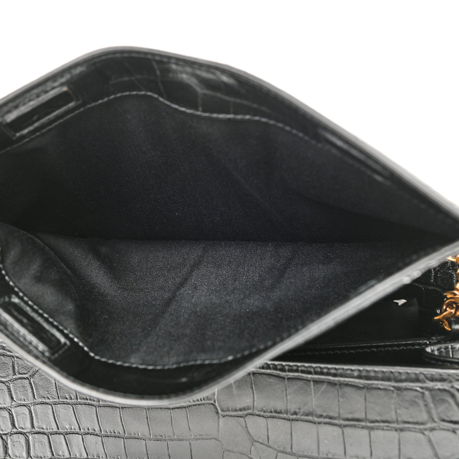 Saint Laurent Calfskin Crocodile Embossed Monogram Medium Sunset Black 5 of 10